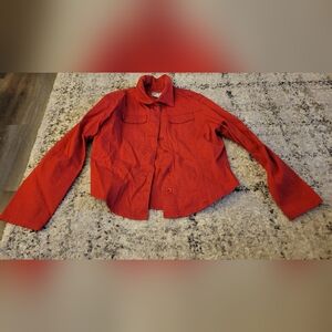 FDJ French Dressing Womens Red Button Up Long Sleeve Shirt Red